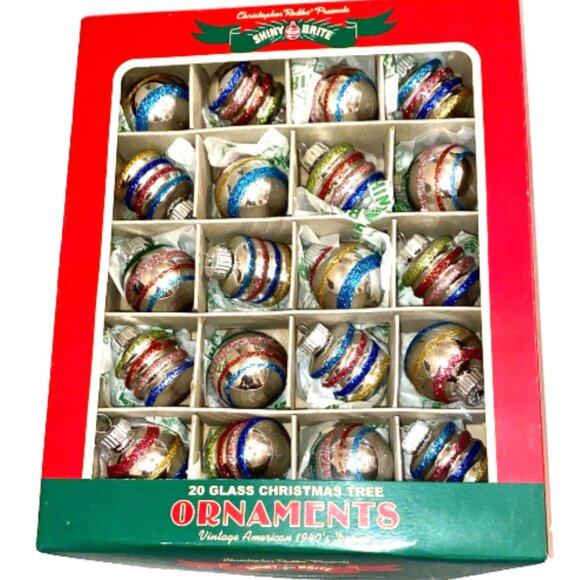 Christopher Radko Shiny Brite Glass Christmas Ornaments 1.25 in. Set of 20 - Picture 1 of 2